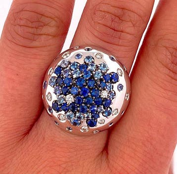 Damiani - Ring - Paradise - 18 karaat Witgoud Saffier -, Nieuw