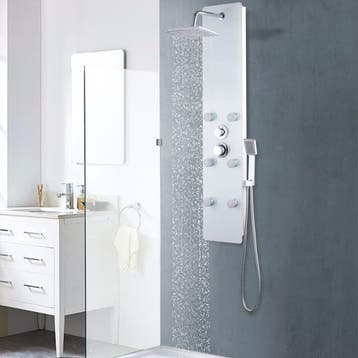 vidaXL Douchepaneel 25x44,6x130 cm glas wit, Doe-het-zelf en Bouw, Sanitair, Verzenden, Nieuw