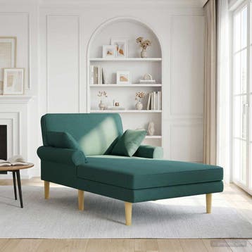 vidaXL Chaise longue Donkergroen Stof, Verzenden
