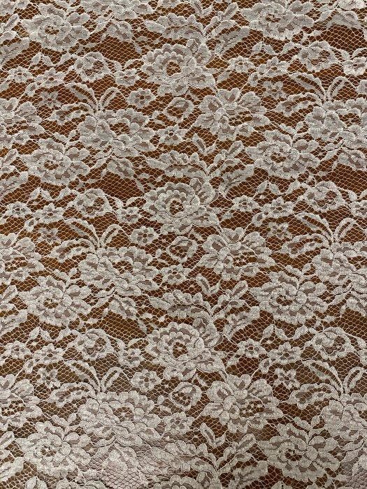 san Leucio - Élégante dentelle florale blanc nacré - Textile, Antiek en Kunst, Antiek | Tapijten, Tafelkleden en Textiel