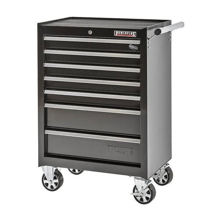 Gereedschapswagen zwart 7 laden gevuld met kunststof bakken, Doe-het-zelf en Bouw, Werkbanken, Ophalen of Verzenden