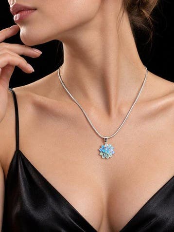 Opaalcluster-hangerketting - 925 sterlingzilver -