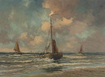 Juriaen Marinus van Beek (1879-1965) - Bomschuiten op zee