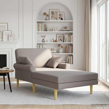 vidaXL Chaise longue Taupe Stof, Verzenden