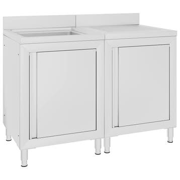vidaXL Wastafelkast commercieel 120x60x96 cm roestvrij staal, Verzenden