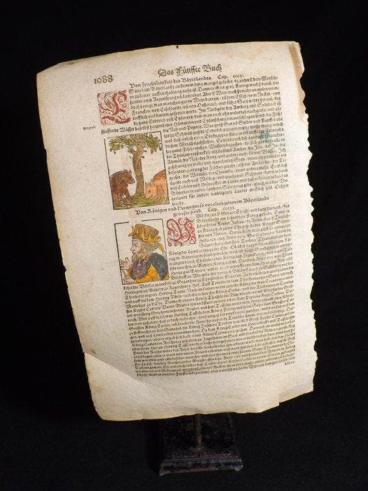 Sebastian Münster - Cosmographia – Bavaria (Bäyerland),, Antiek en Kunst, Antiek | Boeken en Manuscripten