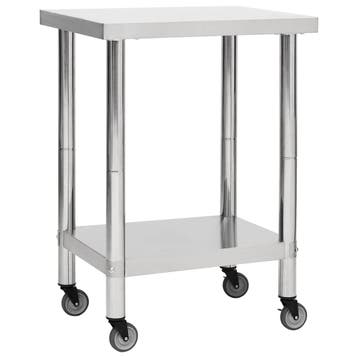 vidaXL Keukenwerktafel met wielen 60x45x85 cm roestvrij, Verzenden