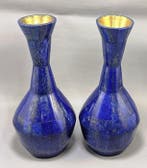Handgesneden lapis lazuli Vazen paar - Hoogte: 211 mm -