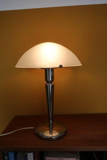 Staande lamp - Chroom, Glas - Vintage paddenstoellamp