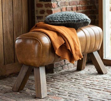Gym Bench - Real Leather - Gangbankje - Leder, Hout