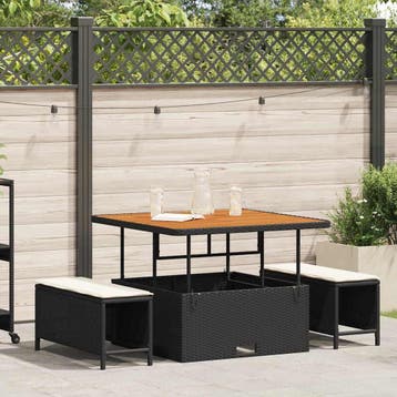vidaXL Tuin Eettafel Set 3 st Zwart poly rattan, Verzenden