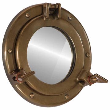 vidaXL Wandspiegel patrijspoort Ø23 cm aluminium en glas, Verzenden