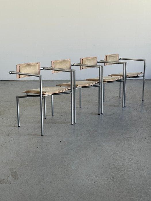 Thonet - Stoel (4) - suède, Antiek en Kunst, Antiek | Meubels | Stoelen en Sofa's