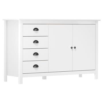 vidaXL Dressoir Hill 130x40x80 cm massief grenenhout wit, Huis en Inrichting, Verzenden, Nieuw