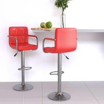 vidaXL Barstoelen 2 st kunstleer rood, Huis en Inrichting, Barkrukken, Verzenden, Nieuw