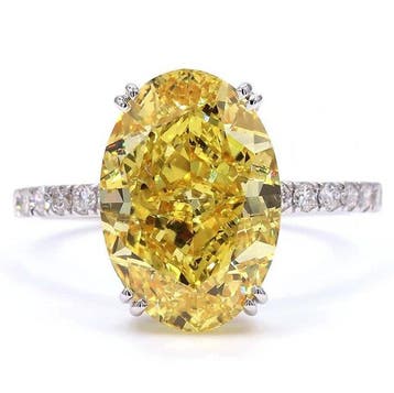 Ring - 18 karaat Witgoud - 5.80ct. tw. Geel Diamant (Fancy, Nieuw