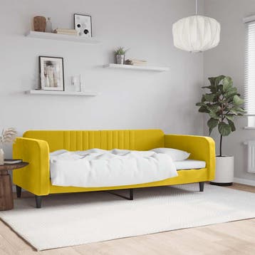 vidaXL Slaapbank 100x200 cm fluweel geel, Verzenden