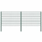vidaXL Schuttingpaneel met palen ijzer 349x120 cm groen, Tuin en Terras, Tuinhekken en Hekwerk, Verzenden, Nieuw