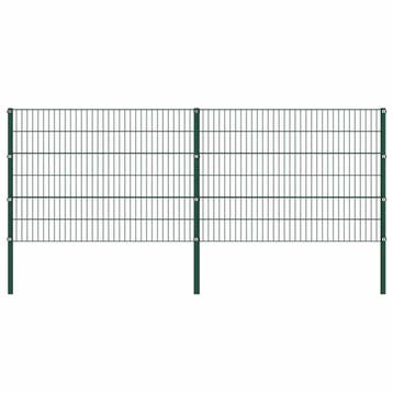 vidaXL Schuttingpaneel met palen ijzer 349x120 cm groen, Verzenden, Nieuw