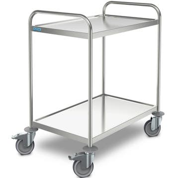 Serveerwagen | RVS | 2 Niveaus (1000x600) | Wielen (Geremd), Verzenden, Nieuw in verpakking