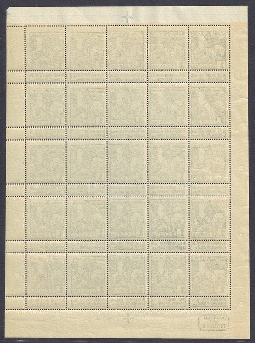 België 1910 - Caritas 1910 in volledige velletjes van 25, Postzegels en Munten, Postzegels | Europa | België