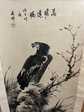 Een Chinees schilderij EAGLE - Inkt op papier - hangende rol