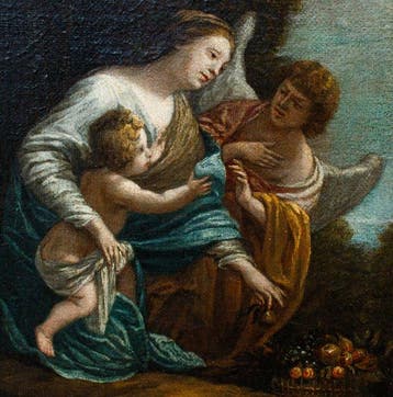 Scuola romana (XVII) - Madonna con Bambino e angelo