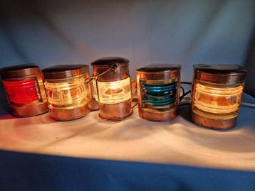 DHR Den Haan Rotterdam Navigation lamp (5) - Cuivre, Verre, Antiquités & Art