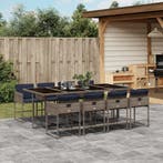 vidaXL 9-delige tuinset met kussens, grijs polyrotan, Verzenden, Tuinset