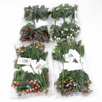 Hypericum besjes zijdenbloem op draad frosted oranje pak 6