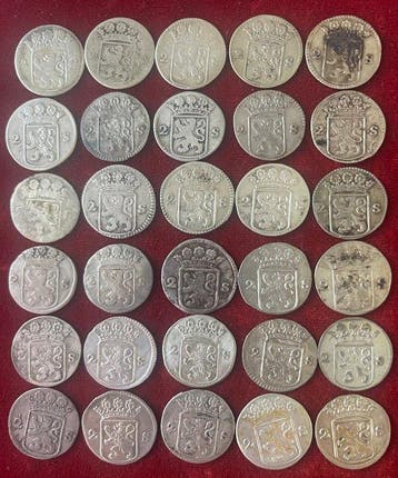 Nederland, Holland. 2 Stuivers 1716/1755, Lot van 30 stuks