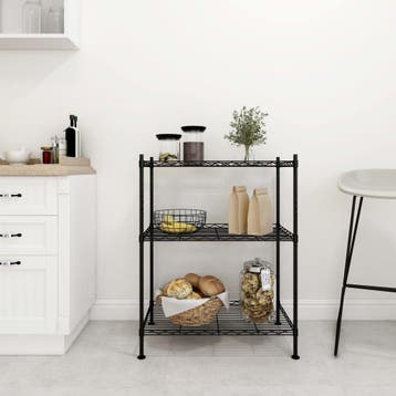 vidaXL Opbergrek 3-laags 150 kg 60x35x76 cm zwart, Verzenden, Nieuw