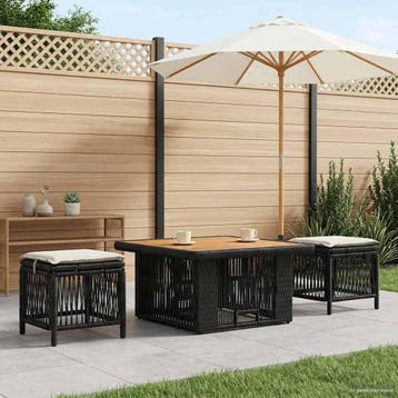 vidaXL Tuin Eettafel Set 3 st Beige en Crème poly rattan, Verzenden
