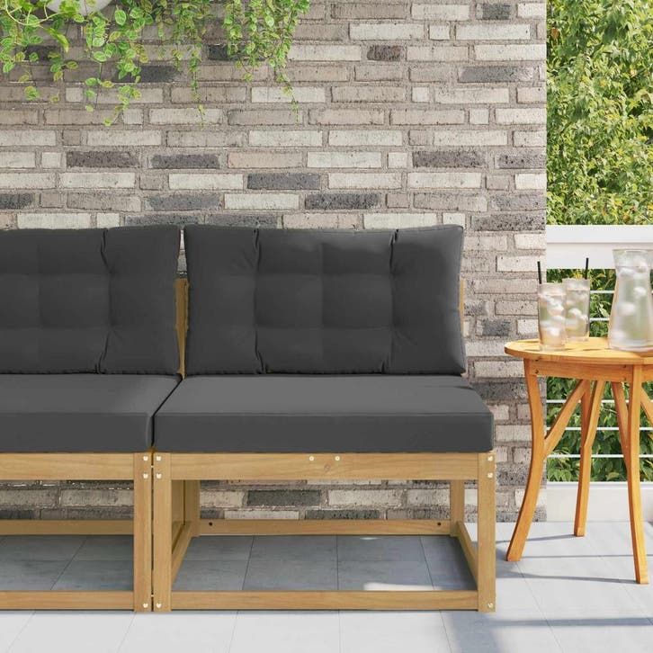 vidaXL Buiten Midden Sofa Polyester Wit, Tuin en Terras, Tuinsets en Loungesets, Nieuw, Verzenden