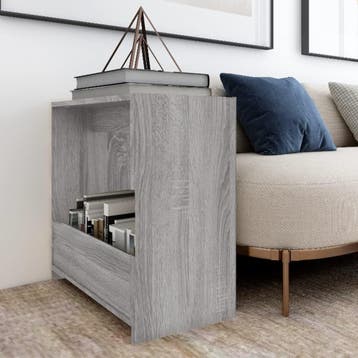vidaXL Bijzettafel 50x26x50 cm bewerkt hout grijs sonoma, Verzenden