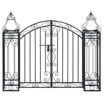 Portillon jardin fer forge 122x100cm - Noir - Retour clie..., Verzenden
