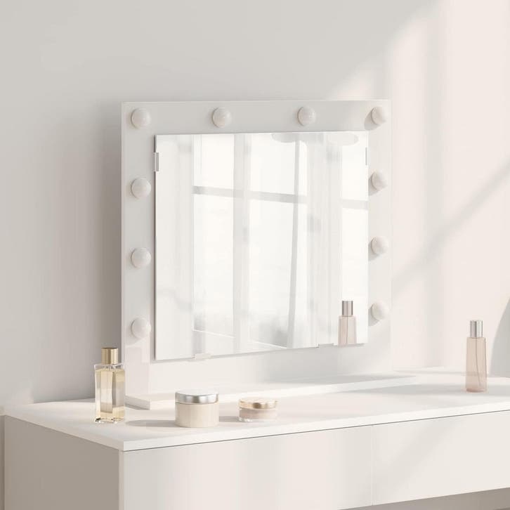 vidaXL Make-up Spiegel Wit 60 x 55 x 18 cm Glas en, Huis en Inrichting, Woonaccessoires | Spiegels, Nieuw, Verzenden