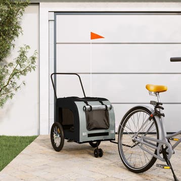 vidaXL Hondenfietstrailer oxford stof en ijzer zwart en, Verzenden