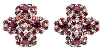 Sans prix de réserve - Boucles doreilles Argent Grenat - 72