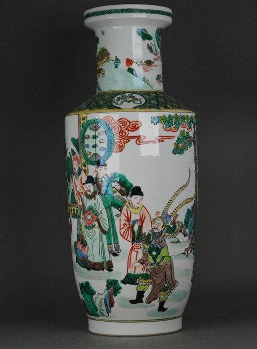 Vaas - Porselein - China - Grote Famille Verte paviljoenvaas, Antiek en Kunst, Antiek | Overige Antiek