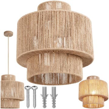 Hanglamp Allegra van jute in boho-stijl, 40W - natuur, Verzenden, Nieuw
