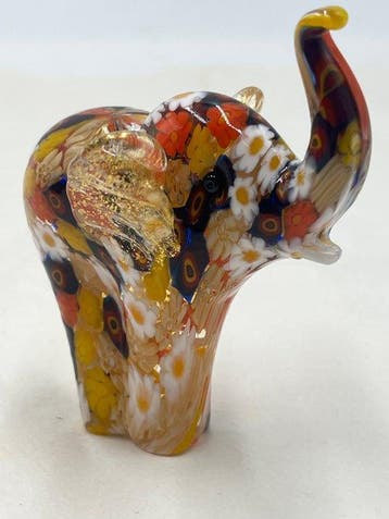 Campanella - Figuur - Elefante in murrine blu mix -