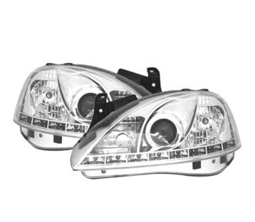 PHARES POUR OPEL CORSA C 00-06 DAYLIGHT LED FOND CHROMÉ, Verzenden, Nieuw