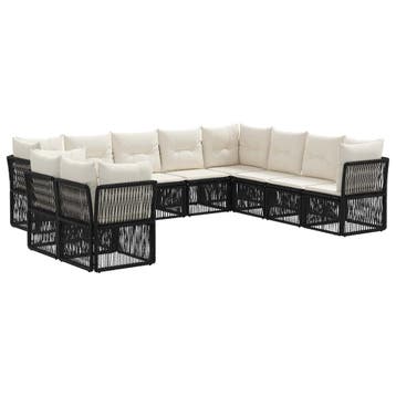 vidaXL Tuinbank Set 10 pcs Zwart poly rattan, Verzenden, Nieuw