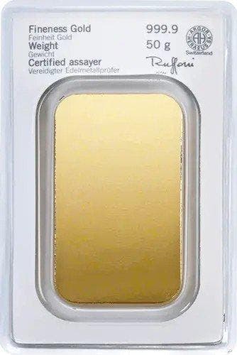 50 gram - Goud .999 - Heraeus - Verzegeld en met certificaat