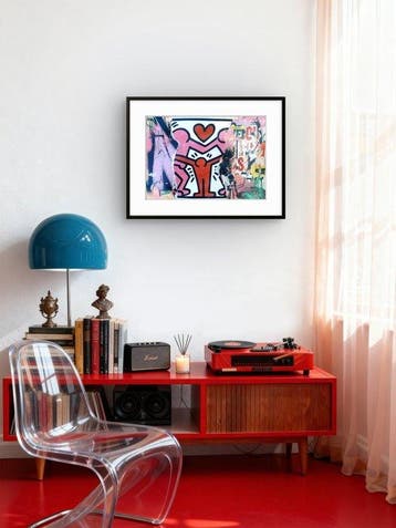lasveguix (1986) - Pink Love - keith Haring tribute, Antiquités & Art