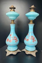 Olielamp (2) - Opaline glas - Verzamelbare olielampen, Antiek en Kunst