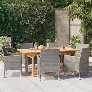 vidaXL 7-delige Tuinset met kussens grijs, Tuin en Terras, Verzenden, Nieuw, Tuinset
