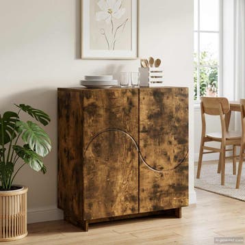 vidaXL Dressoir Gerookt eiken 67 x 34,5 x 75 cm Bewerkt hout, Verzenden, Nieuw