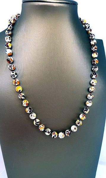 Amber Natuurlijk Baltisch barnsteen ketting, mozaïekstijl,
